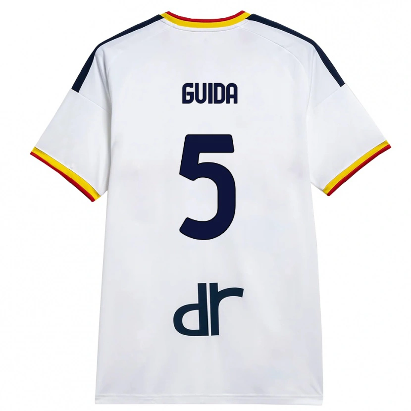 Danxen Enfant Maillot Francesco Guida #5 Blanc Jaune Rouge Tenues Extérieur 2026/27 T-Shirt