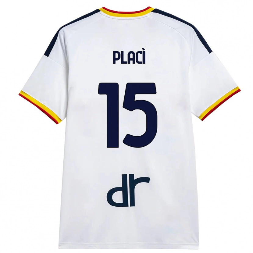 Danxen Enfant Maillot Davide Placì #15 Blanc Jaune Rouge Tenues Extérieur 2026/27 T-Shirt