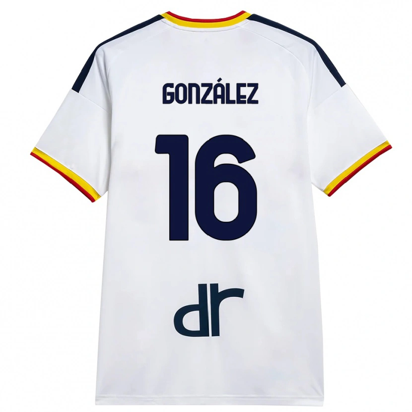 Danxen Enfant Maillot Joan González #16 Blanc Jaune Rouge Tenues Extérieur 2026/27 T-Shirt