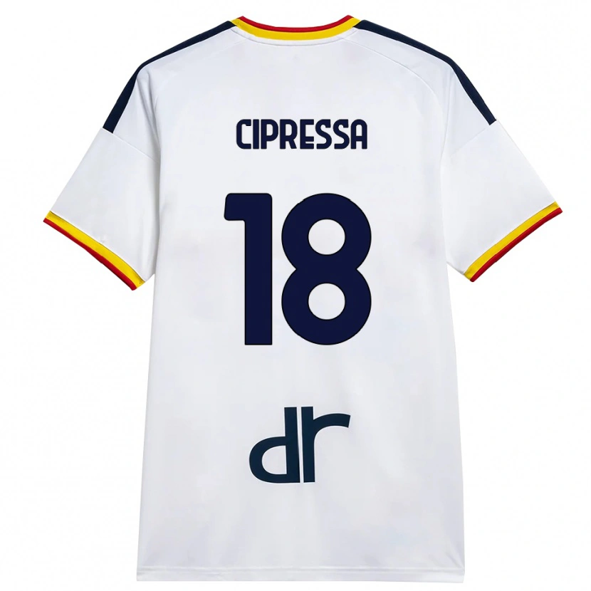 Danxen Enfant Maillot Lorenzo Cipressa #18 Blanc Jaune Rouge Tenues Extérieur 2026/27 T-Shirt