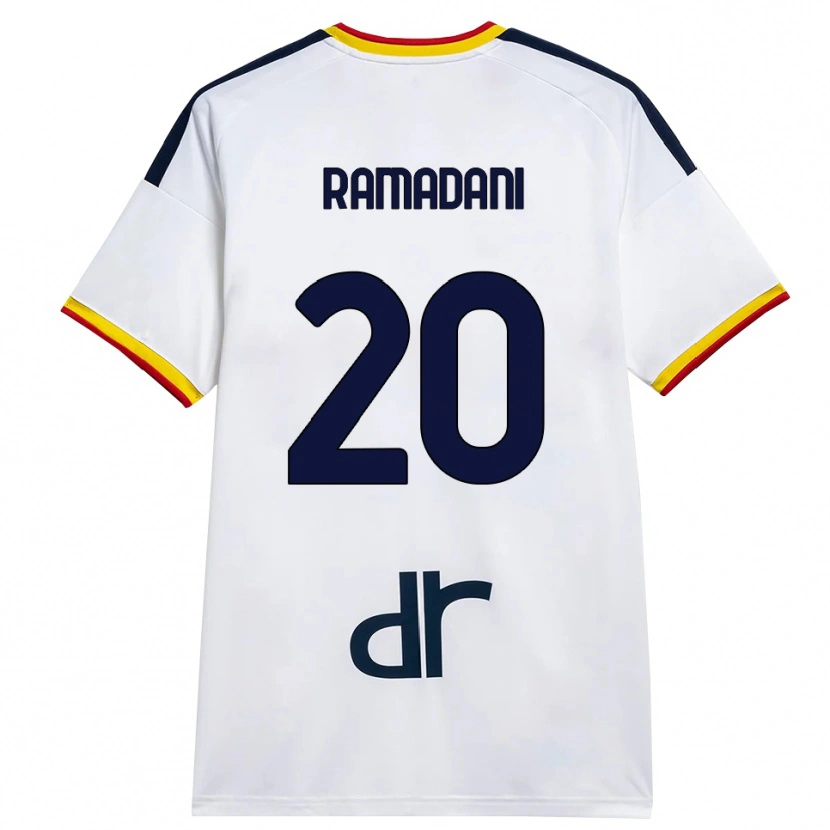 Danxen Enfant Maillot Ylber Ramadani #20 Blanc Jaune Rouge Tenues Extérieur 2026/27 T-Shirt