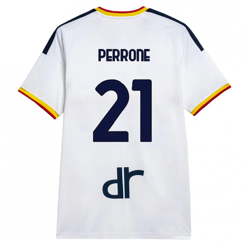 Danxen Enfant Maillot Samuele Perrone #21 Blanc Jaune Rouge Tenues Extérieur 2026/27 T-Shirt
