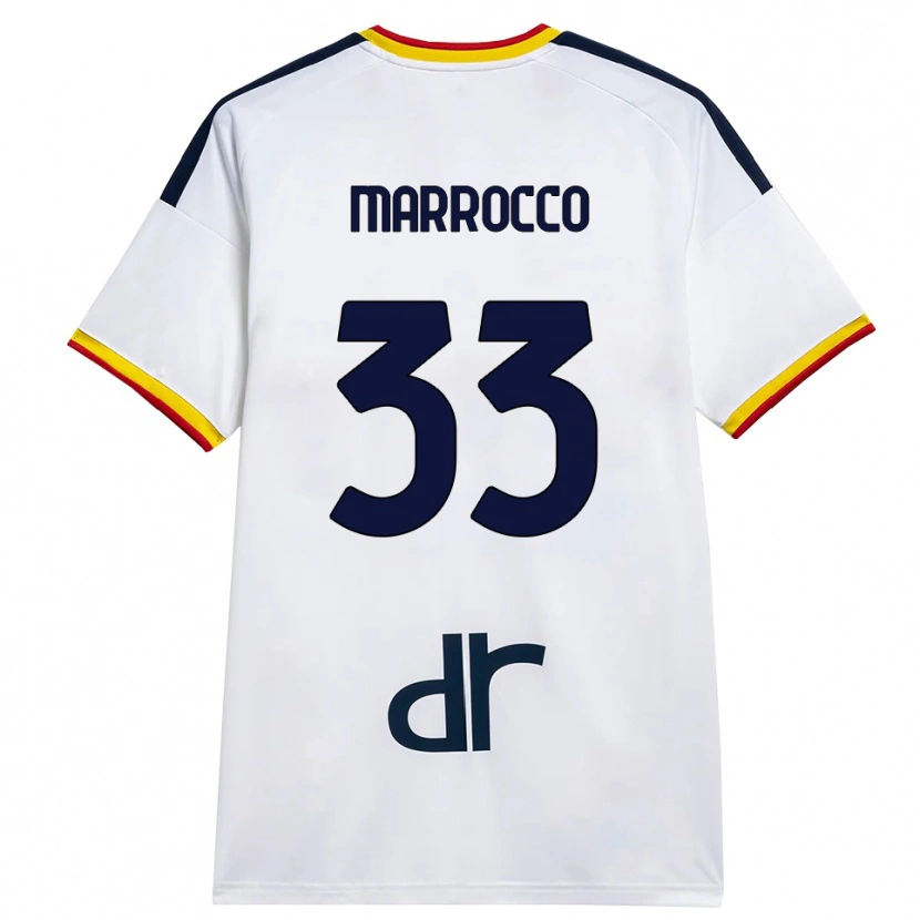 Danxen Enfant Maillot Iacopo Marrocco #33 Blanc Jaune Rouge Tenues Extérieur 2026/27 T-Shirt