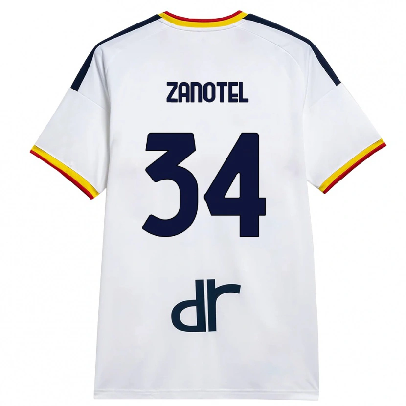 Danxen Enfant Maillot Giovanni Zanotel #34 Blanc Jaune Rouge Tenues Extérieur 2026/27 T-Shirt