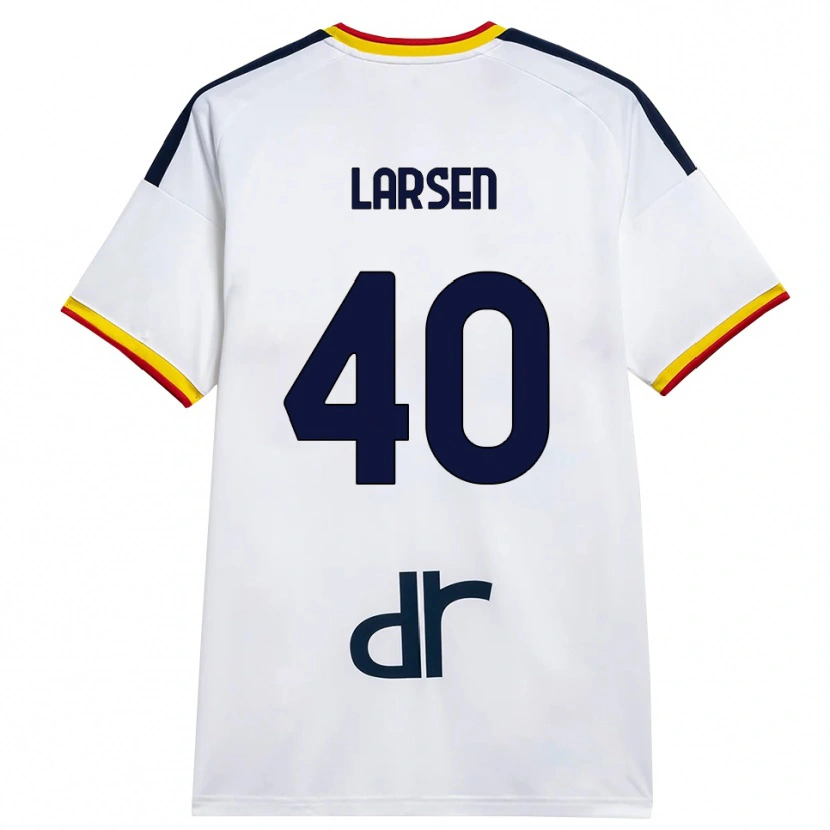 Danxen Enfant Maillot Emil Larsen #40 Blanc Jaune Rouge Tenues Extérieur 2026/27 T-Shirt