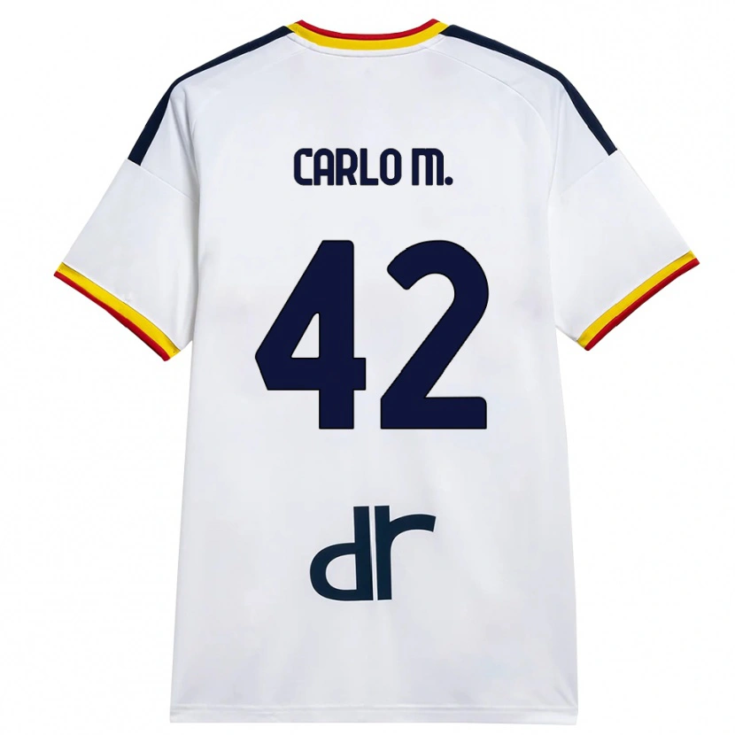 Danxen Enfant Maillot Carlo Mariano #42 Blanc Jaune Rouge Tenues Extérieur 2026/27 T-Shirt