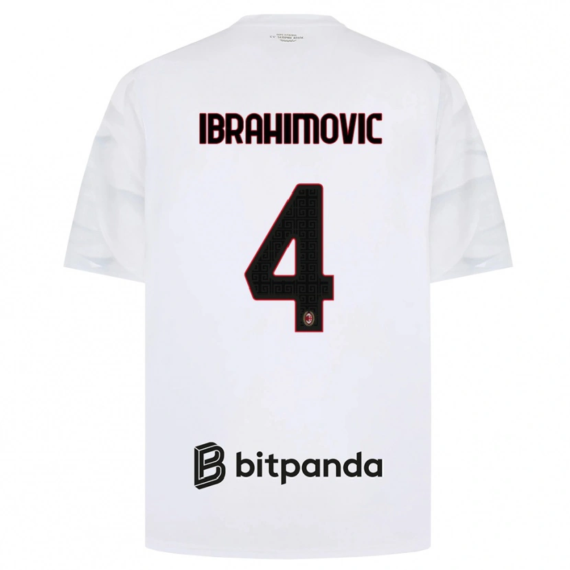 Danxen Enfant Maillot Vincent Ibrahimović #4 Blanc Rouge Noir Tenues Extérieur 2026/27 T-Shirt