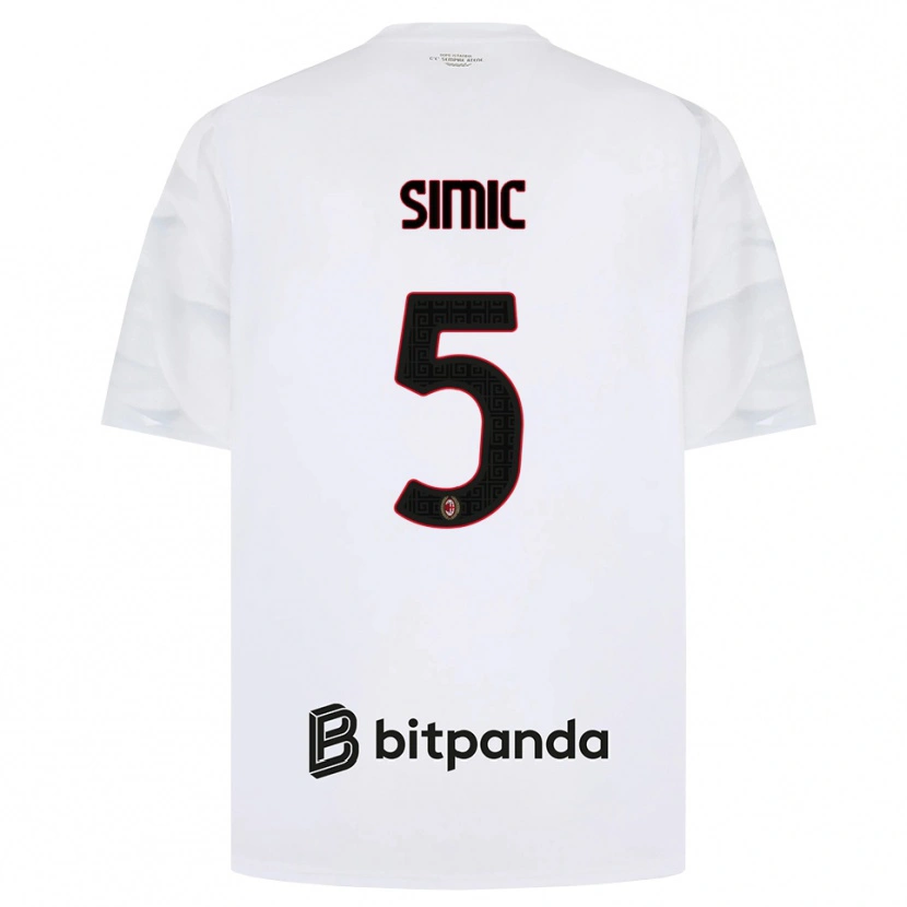 Danxen Enfant Maillot Jan-Carlo Simic #5 Blanc Rouge Noir Tenues Extérieur 2026/27 T-Shirt
