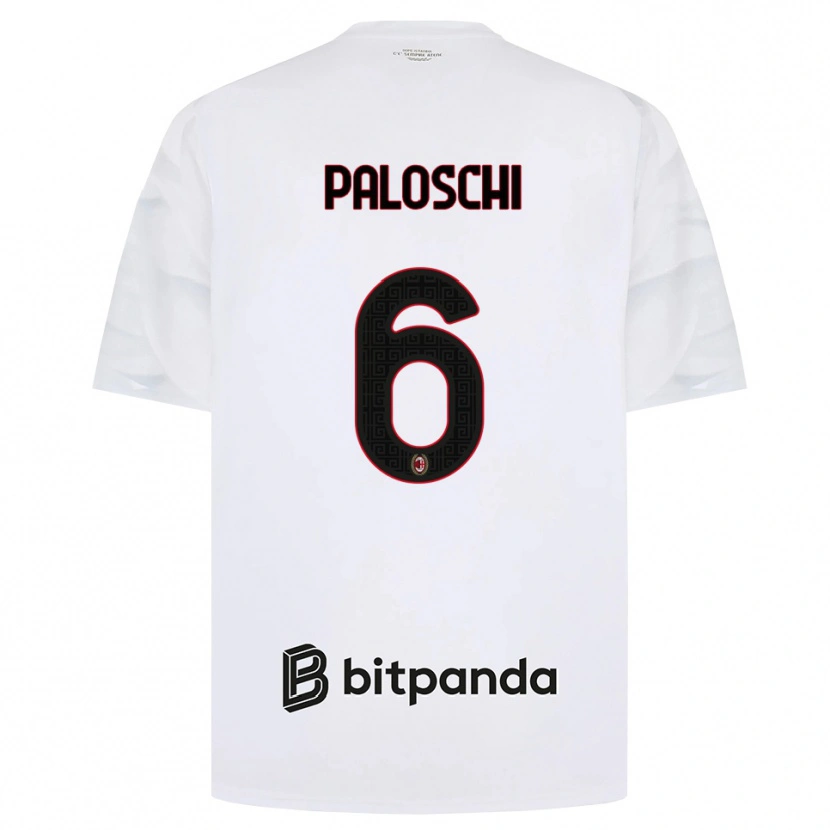 Danxen Enfant Maillot Dorian Paloschi #6 Blanc Rouge Noir Tenues Extérieur 2026/27 T-Shirt