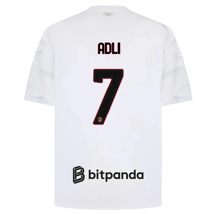 Danxen Enfant Maillot Yacine Adli #7 Blanc Rouge Noir Tenues Extérieur 2026/27 T-Shirt