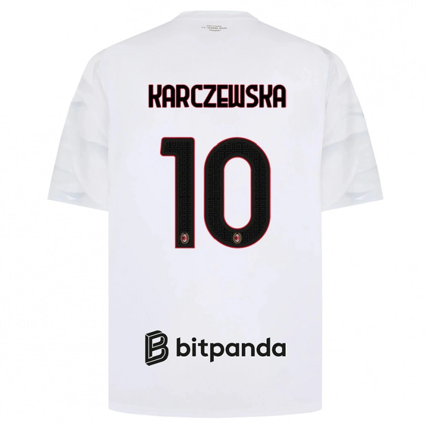 Danxen Enfant Maillot Nikola Karczewska #10 Blanc Rouge Noir Tenues Extérieur 2026/27 T-Shirt