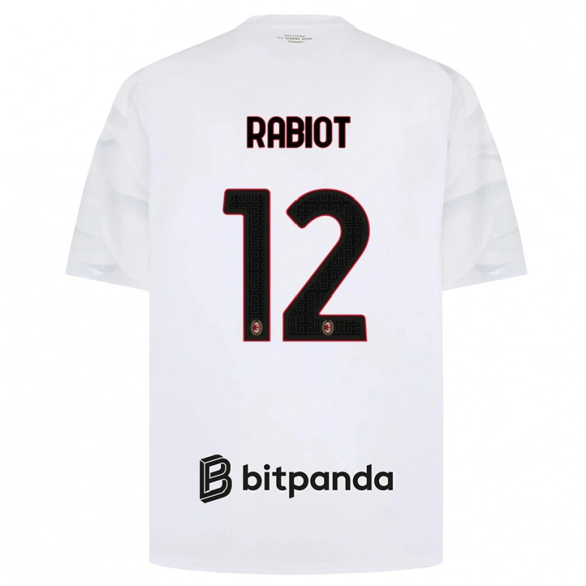 Danxen Enfant Maillot Adrien Rabiot #12 Blanc Rouge Noir Tenues Extérieur 2026/27 T-Shirt