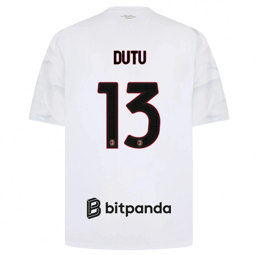 Danxen Enfant Maillot Matteo Dutu #13 Blanc Rouge Noir Tenues Extérieur 2026/27 T-Shirt