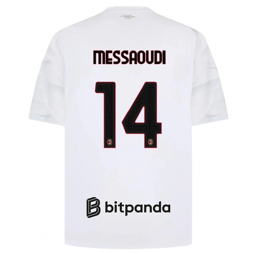 Danxen Enfant Maillot Yanis Messaoudi #14 Blanc Rouge Noir Tenues Extérieur 2026/27 T-Shirt
