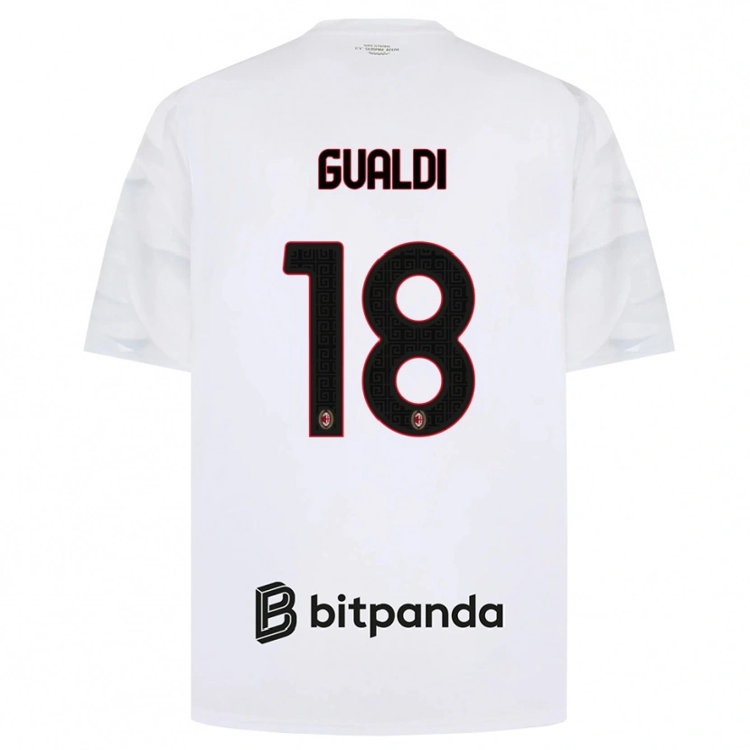 Danxen Enfant Maillot Andrea Gualdi #18 Blanc Rouge Noir Tenues Extérieur 2026/27 T-Shirt