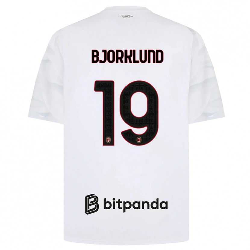 Danxen Enfant Maillot Lukas Bjorklund #19 Blanc Rouge Noir Tenues Extérieur 2026/27 T-Shirt