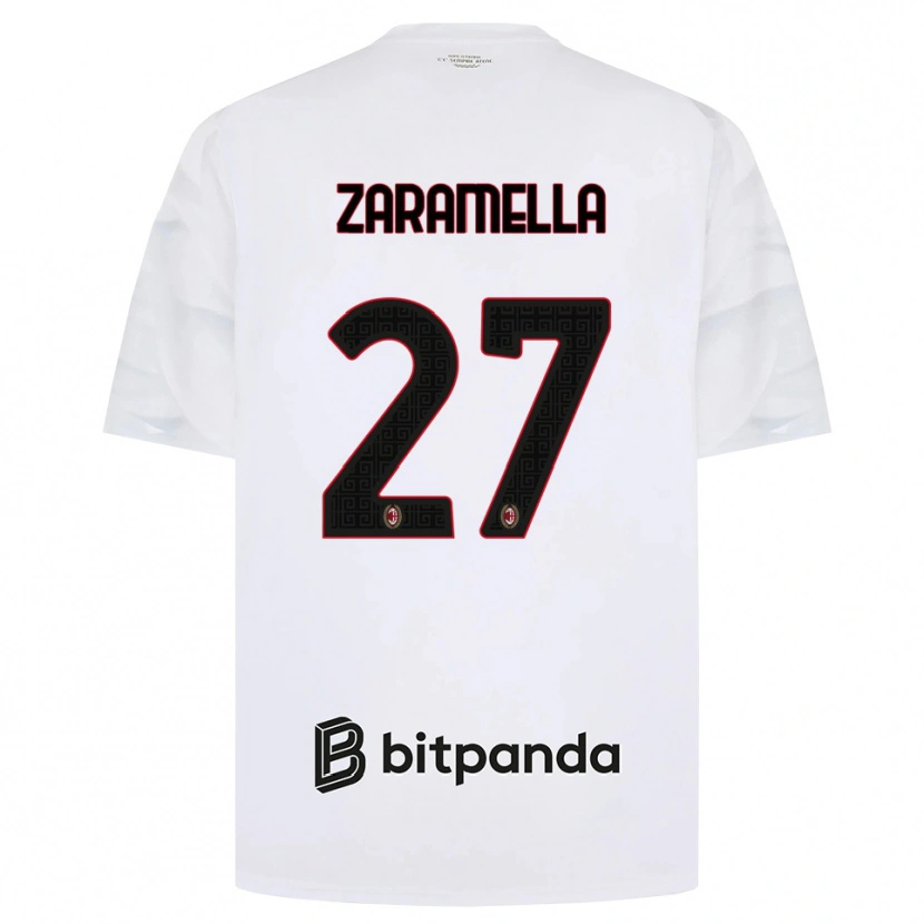 Danxen Enfant Maillot Mattia Zaramella #27 Blanc Rouge Noir Tenues Extérieur 2026/27 T-Shirt