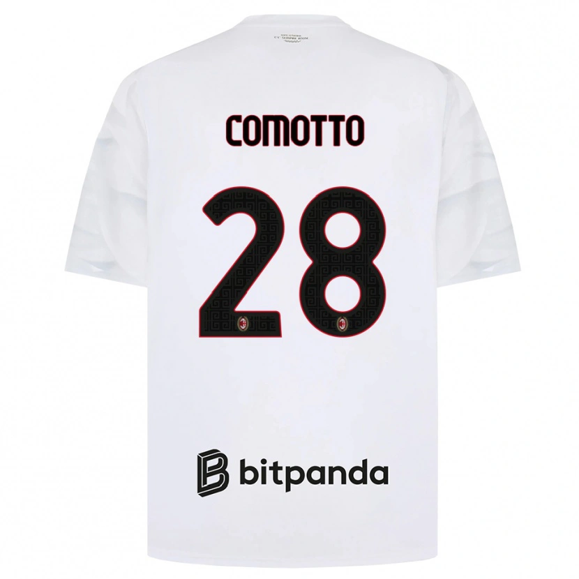 Danxen Enfant Maillot Christian Comotto #28 Blanc Rouge Noir Tenues Extérieur 2026/27 T-Shirt