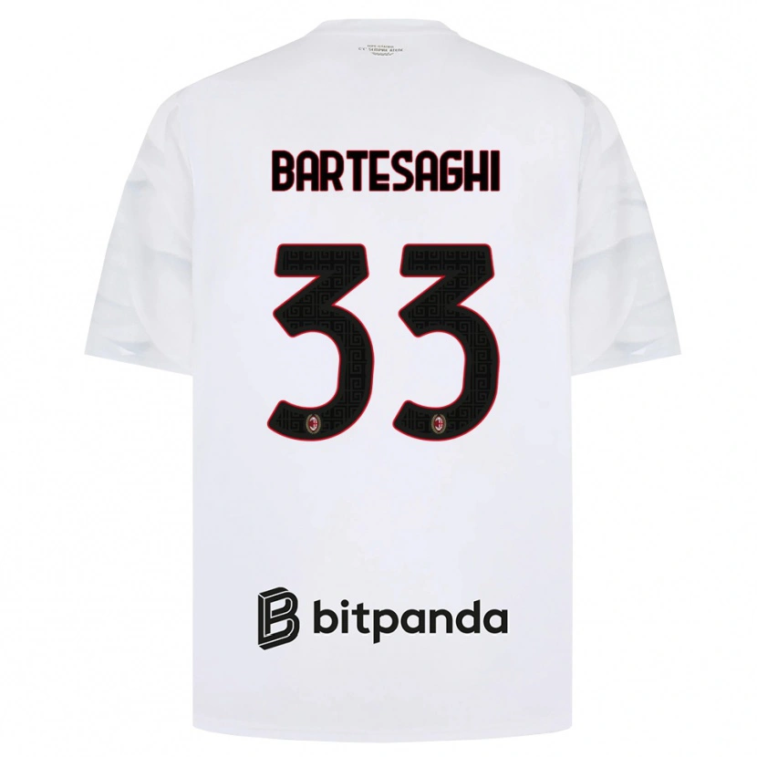 Danxen Enfant Maillot Davide Bartesaghi #33 Blanc Rouge Noir Tenues Extérieur 2026/27 T-Shirt