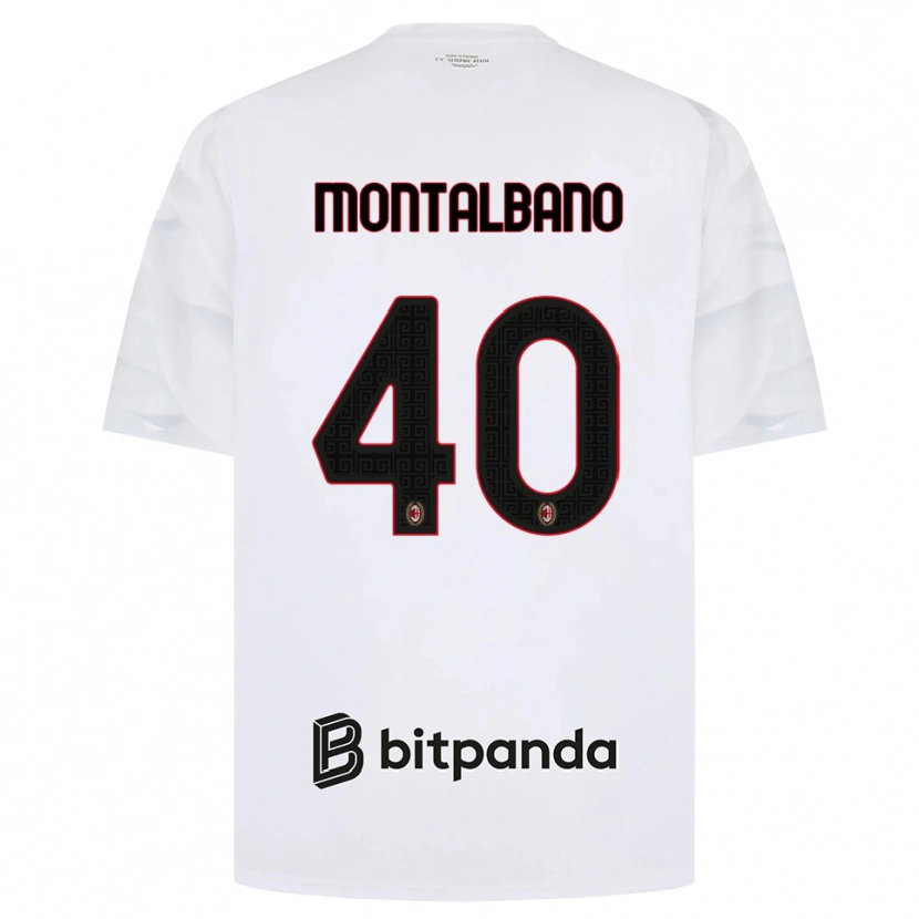 Danxen Enfant Maillot Nicolo Montalbano #40 Blanc Rouge Noir Tenues Extérieur 2026/27 T-Shirt