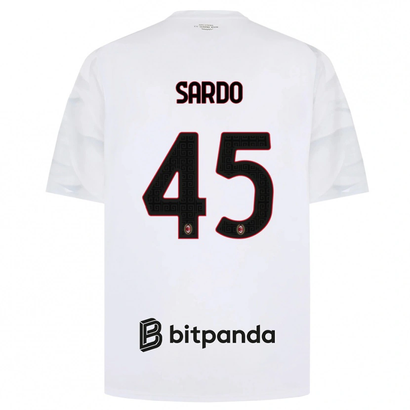 Danxen Enfant Maillot Jacopo Sardo #45 Blanc Rouge Noir Tenues Extérieur 2026/27 T-Shirt