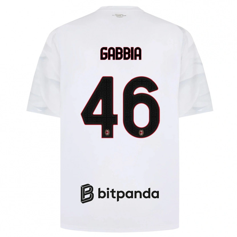 Danxen Enfant Maillot Matteo Gabbia #46 Blanc Rouge Noir Tenues Extérieur 2026/27 T-Shirt