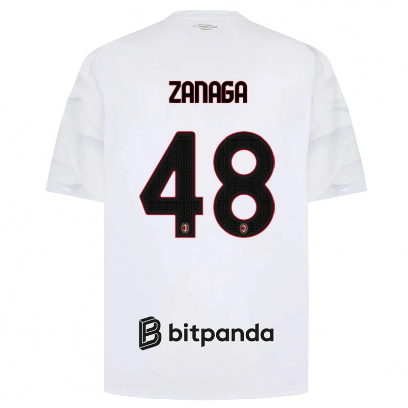 Danxen Enfant Maillot Edoardo Zanaga #48 Blanc Rouge Noir Tenues Extérieur 2026/27 T-Shirt