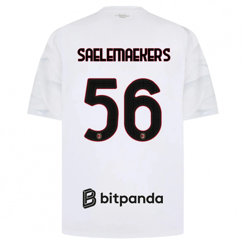 Danxen Enfant Maillot Alexis Saelemaekers #56 Blanc Rouge Noir Tenues Extérieur 2026/27 T-Shirt