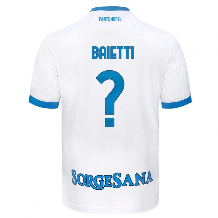 Danxen Enfant Maillot Francesco Baietti #0 Blanc Bleu Ciel Tenues Extérieur 2026/27 T-Shirt