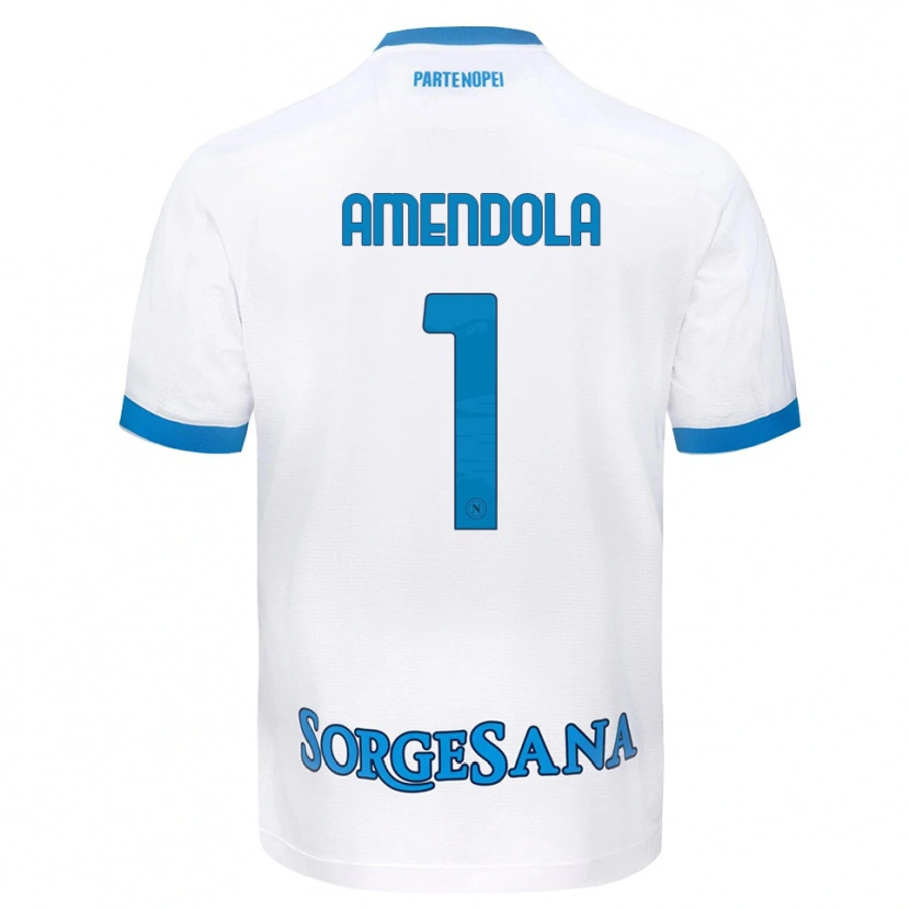Danxen Enfant Maillot Antonio Amendola #1 Blanc Bleu Ciel Tenues Extérieur 2026/27 T-Shirt