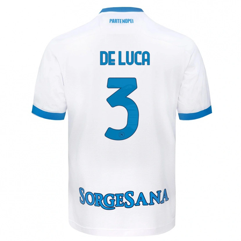 Danxen Enfant Maillot Alfonso De Luca #3 Blanc Bleu Ciel Tenues Extérieur 2026/27 T-Shirt