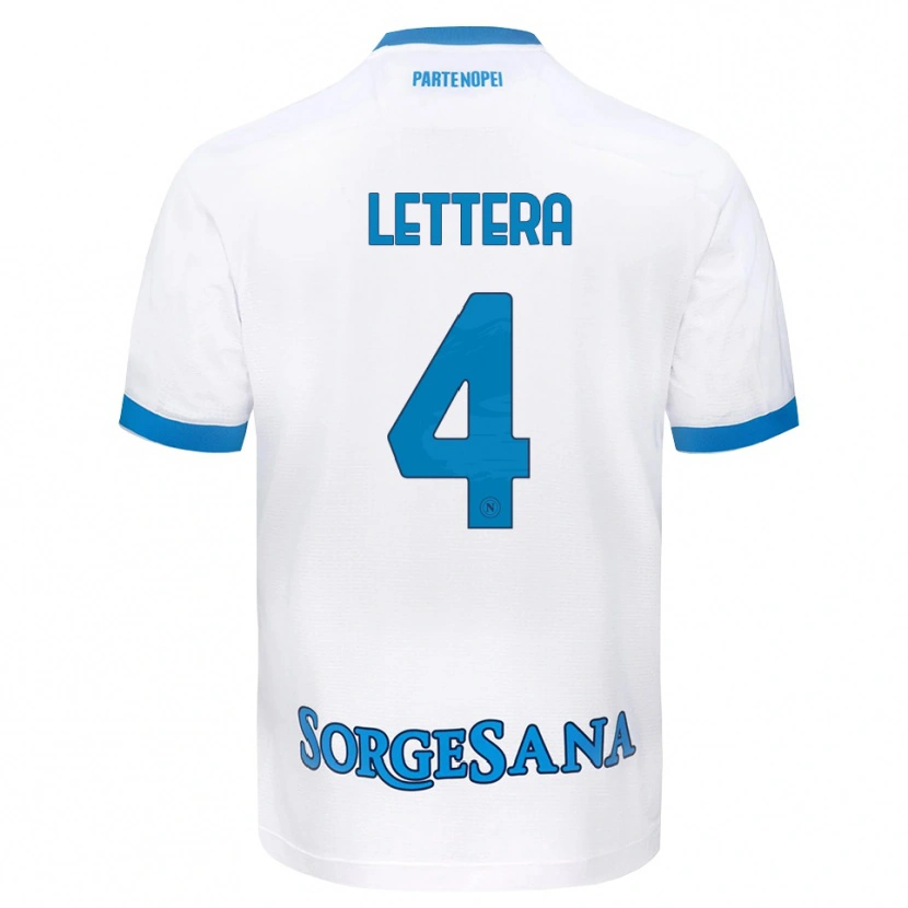 Danxen Enfant Maillot Alessio Lettera #4 Blanc Bleu Ciel Tenues Extérieur 2026/27 T-Shirt