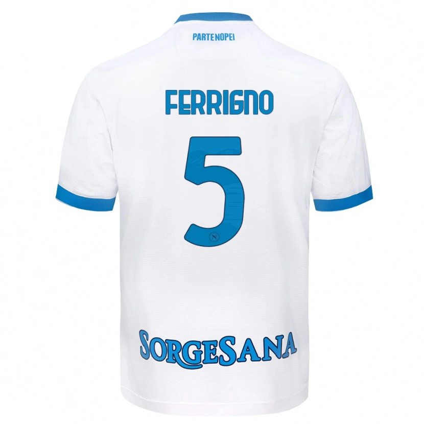 Danxen Enfant Maillot Vincenzo Ferrigno #5 Blanc Bleu Ciel Tenues Extérieur 2026/27 T-Shirt