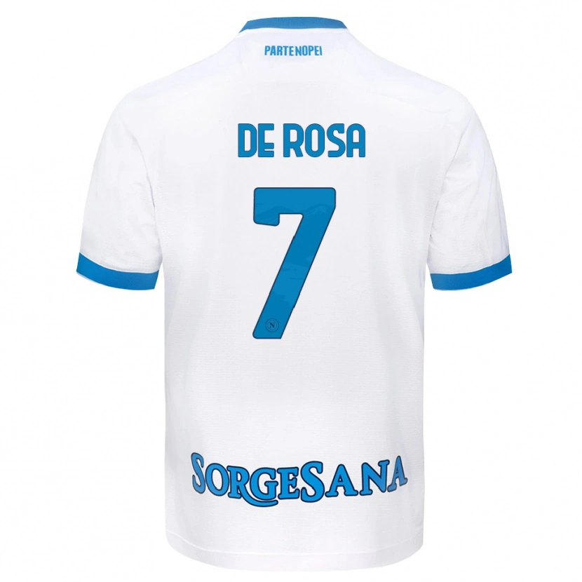 Danxen Enfant Maillot Vincenzo De Rosa #7 Blanc Bleu Ciel Tenues Extérieur 2026/27 T-Shirt
