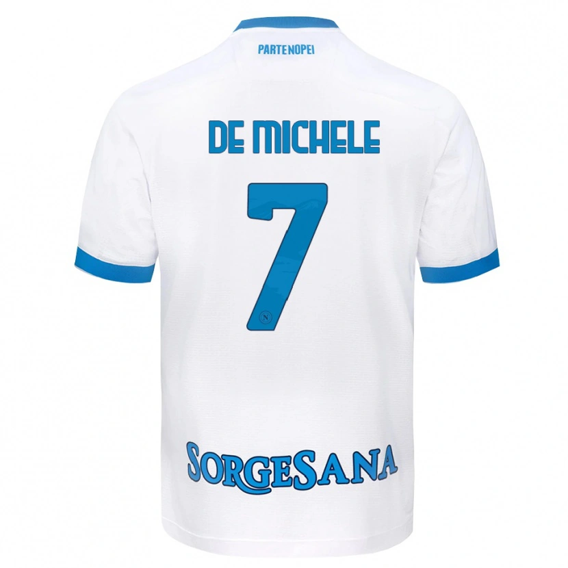 Danxen Enfant Maillot Marco De Michele #7 Blanc Bleu Ciel Tenues Extérieur 2026/27 T-Shirt