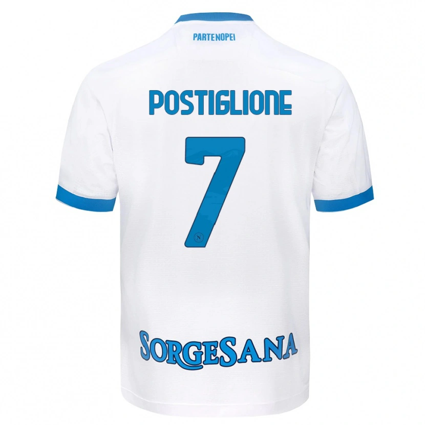 Danxen Enfant Maillot Tommaso Postiglione #7 Blanc Bleu Ciel Tenues Extérieur 2026/27 T-Shirt