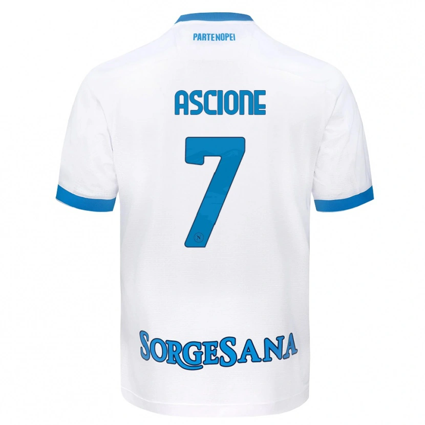 Danxen Enfant Maillot Simone Ascione #7 Blanc Bleu Ciel Tenues Extérieur 2026/27 T-Shirt