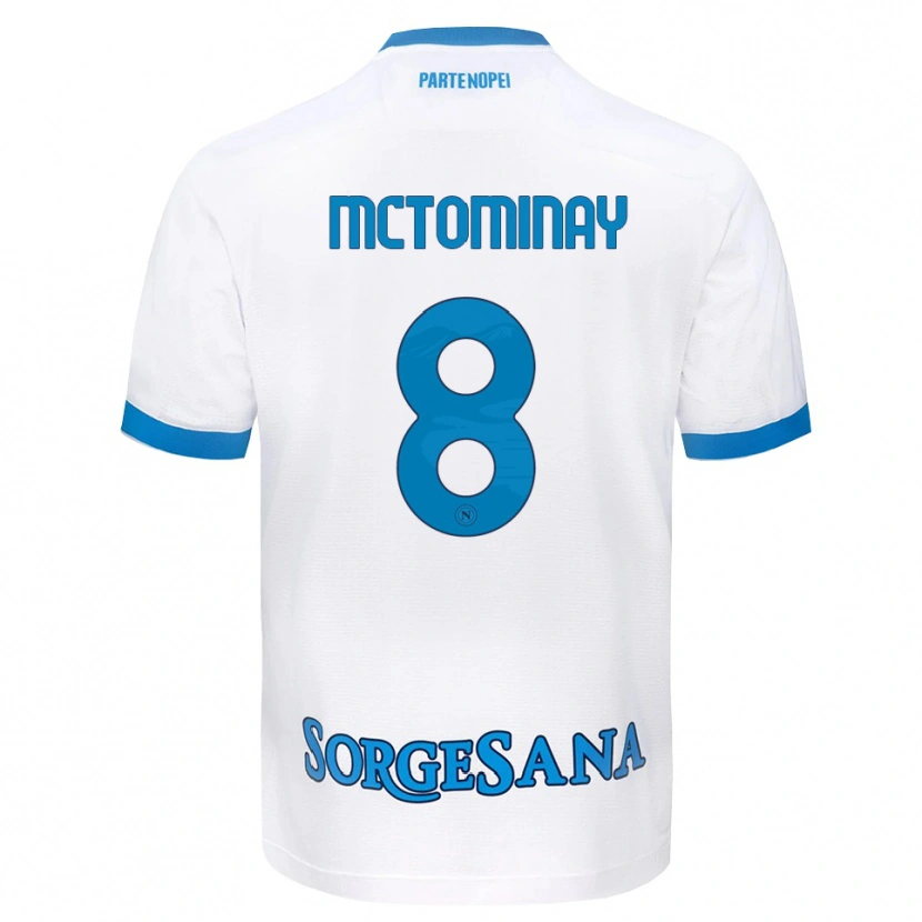 Danxen Enfant Maillot Scott Mctominay #8 Blanc Bleu Ciel Tenues Extérieur 2026/27 T-Shirt