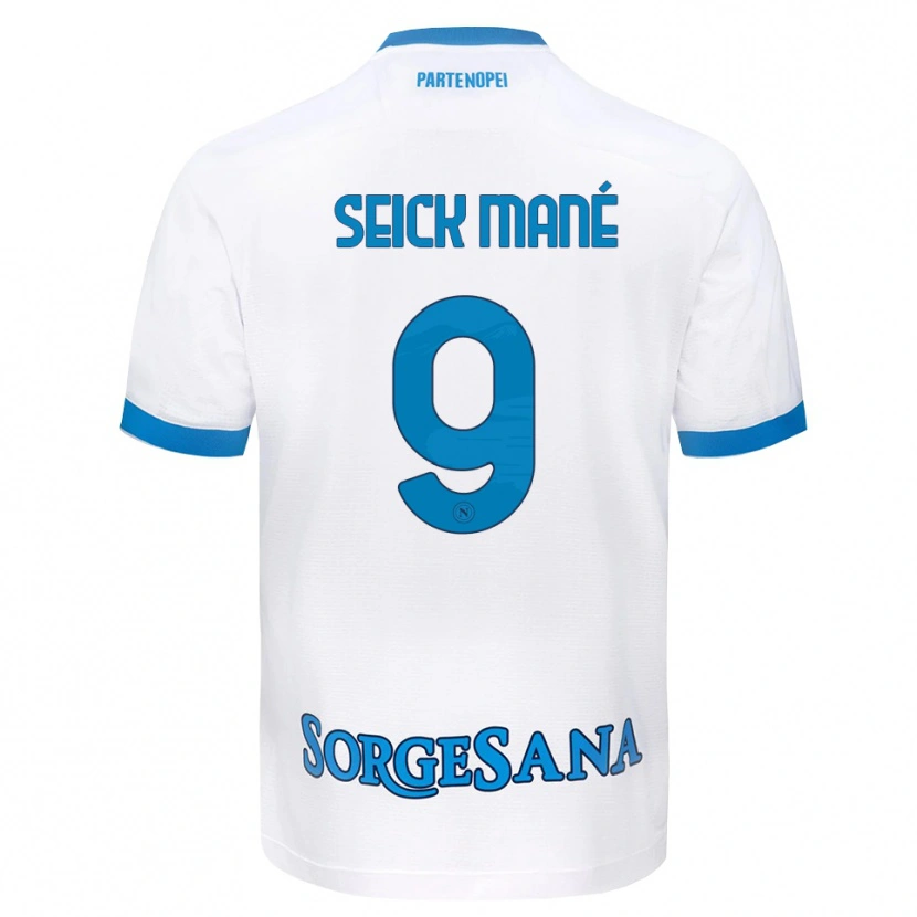 Danxen Enfant Maillot Mohamed Seick Mané #9 Blanc Bleu Ciel Tenues Extérieur 2026/27 T-Shirt