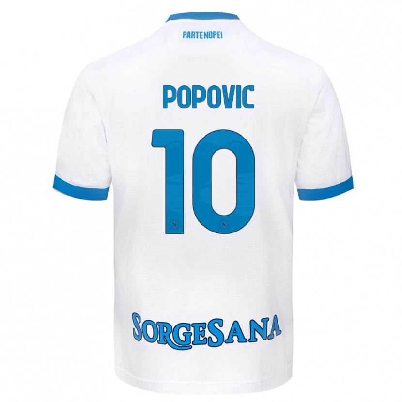 Danxen Enfant Maillot Matija Popovic #10 Blanc Bleu Ciel Tenues Extérieur 2026/27 T-Shirt