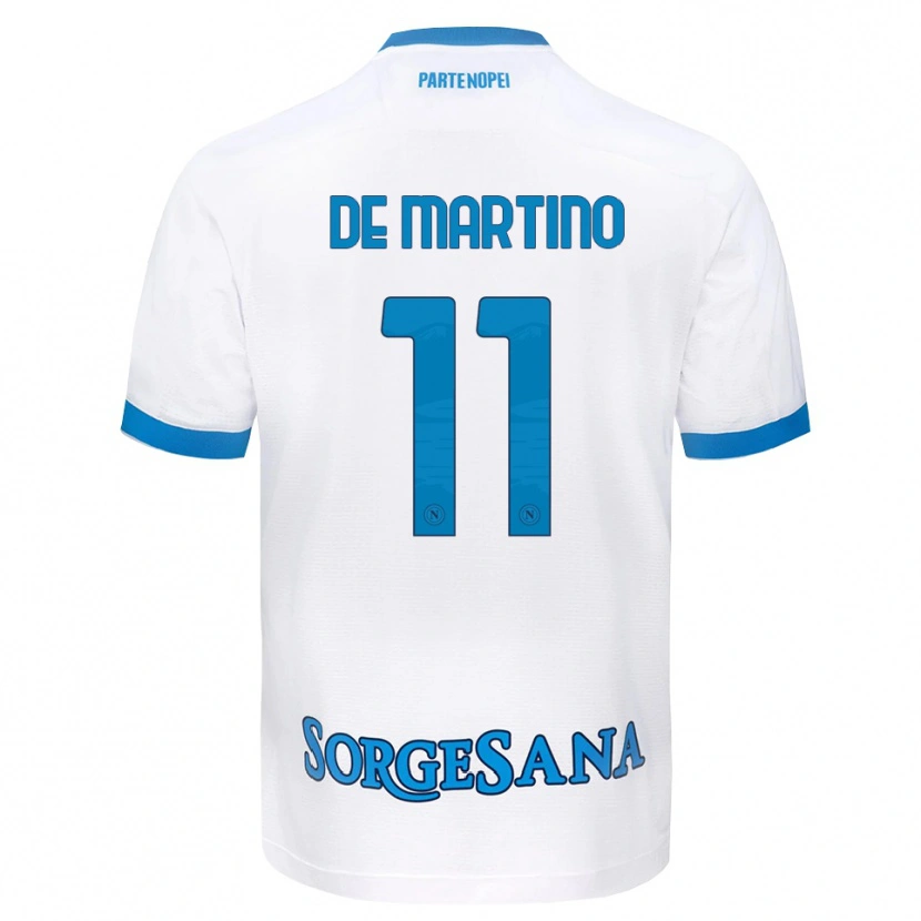 Danxen Enfant Maillot Giuseppe De Martino #11 Blanc Bleu Ciel Tenues Extérieur 2026/27 T-Shirt
