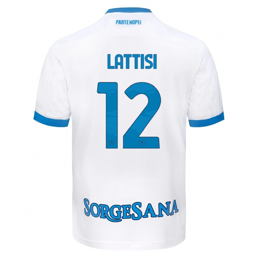Danxen Enfant Maillot Francesco Lattisi #12 Blanc Bleu Ciel Tenues Extérieur 2026/27 T-Shirt