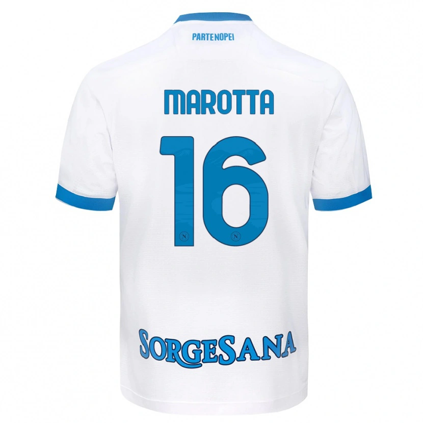 Danxen Enfant Maillot Gabriele Marotta #16 Blanc Bleu Ciel Tenues Extérieur 2026/27 T-Shirt