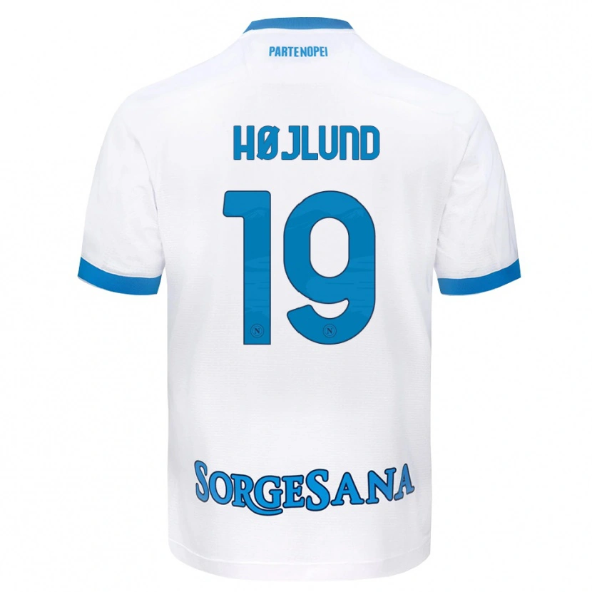 Danxen Enfant Maillot Rasmus Højlund #19 Blanc Bleu Ciel Tenues Extérieur 2026/27 T-Shirt