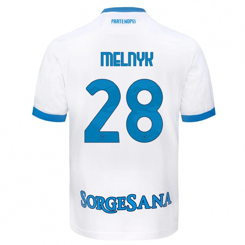 Danxen Enfant Maillot Mykyta Melnyk #28 Blanc Bleu Ciel Tenues Extérieur 2026/27 T-Shirt