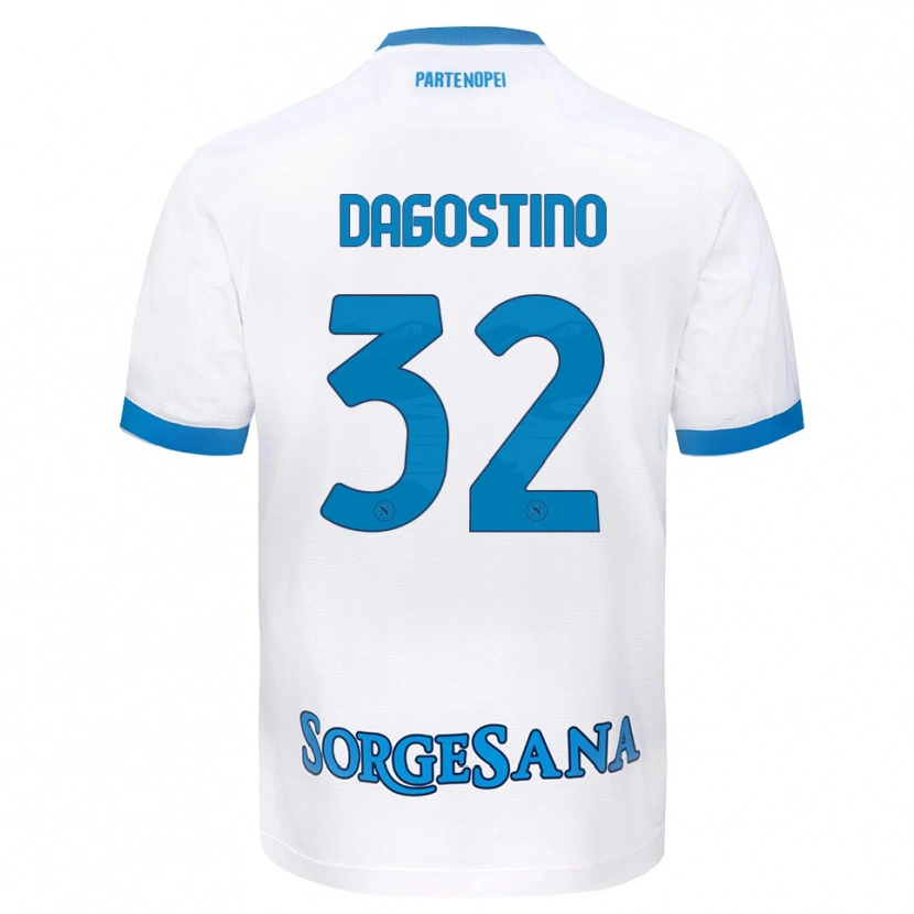 Danxen Enfant Maillot Giuseppe Dagostino #32 Blanc Bleu Ciel Tenues Extérieur 2026/27 T-Shirt