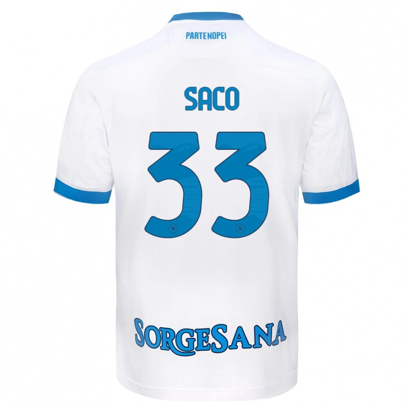 Danxen Enfant Maillot Coli Saco #33 Blanc Bleu Ciel Tenues Extérieur 2026/27 T-Shirt