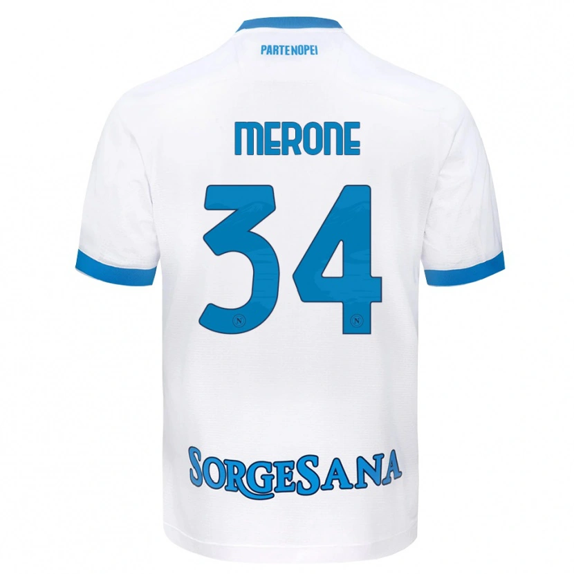 Danxen Enfant Maillot Alessandro Merone #34 Blanc Bleu Ciel Tenues Extérieur 2026/27 T-Shirt