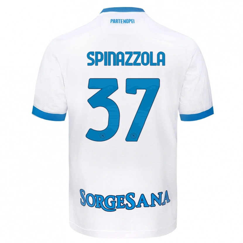 Danxen Enfant Maillot Leonardo Spinazzola #37 Blanc Bleu Ciel Tenues Extérieur 2026/27 T-Shirt