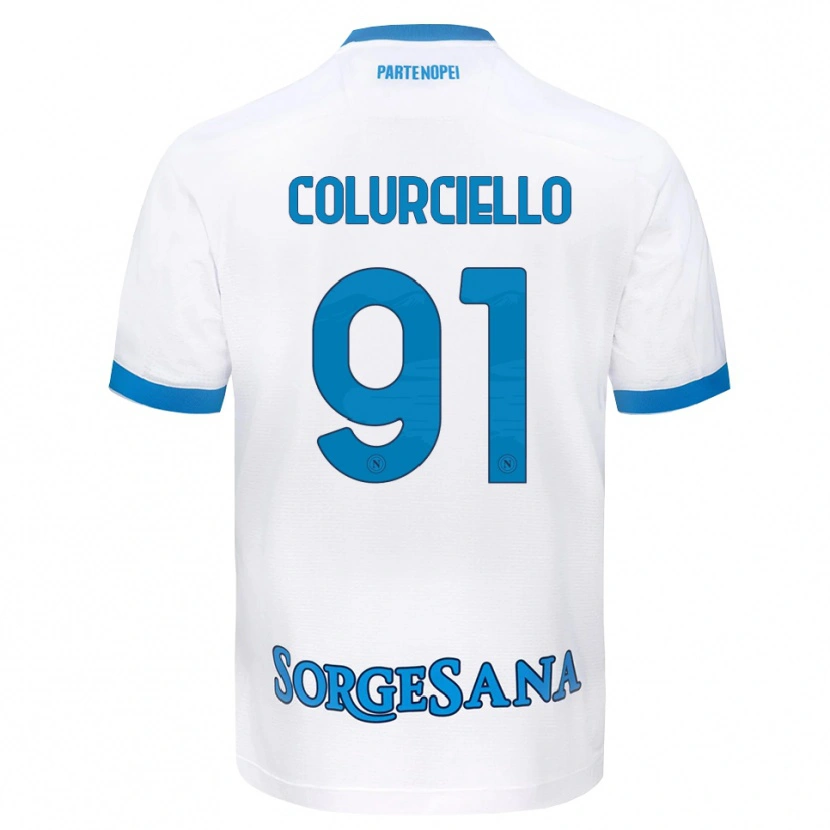 Danxen Enfant Maillot Cristian Colurciello #91 Blanc Bleu Ciel Tenues Extérieur 2026/27 T-Shirt
